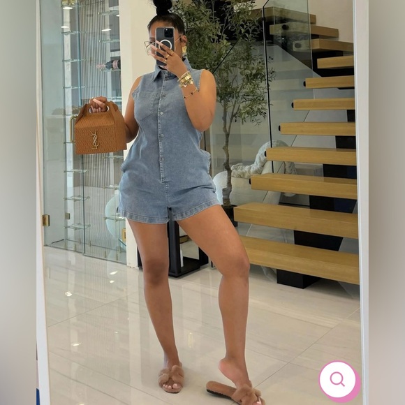 Minaa Monroe Denim Romper - Picture 1 of 2